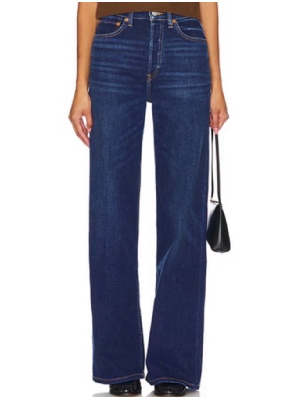 NWT Re/Done Deep Faded Blue 90โs High-Rise Loose Fit Stretch Denim Jeans Size 26